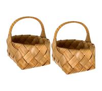 COHEALI 2 Pièces Panier à Fleurs Tressé à Main Mini en Bois pour Mariage | Rangement D’appoint pour Accessoires, Style Campagne, Usage Couloirs et Hôtels, Résistant à L’usure