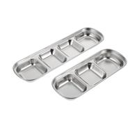 COHEALI 2 Pièces Plaque à Fourrage Multi-grilles pour Animaux, Acier | Trois ou Quatre Compartiments, Grosse Capacité, Nettoyage Facile, Usage Sûr, Finition Argentée