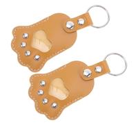 COHEALI 2 Pièces Porte-clés Commémoratif pour Animal de Compagnie Porte-clés Poil d'animal de Patte en PU Cuir, Jaune, Léger et Portable, Pendentif Charm, pour Poils d'animaux,