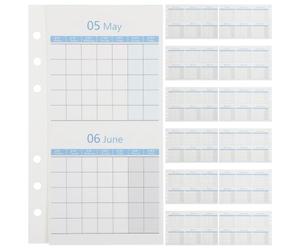 COHEALI 20 Feuilles Recharges pour Planificateur Mensuel A6 en Papier Bleu, Calendrier Double Face Non Daté Pliage Triple, pour Suivi D'habitudes et Gestion Budgétaire