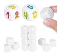 COHEALI 20 Pièces Dés de Jeu Vierges Cubes de Dés en Acrylique 20mm, Blancs, à Six Faces, Surface Vierge Arrondie, pour Enseignement et Calcul