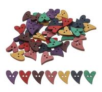 COHEALI 200 Pièces Boutons Découpés Coeur Rouge Boutons En Bois Pour Enfants Tranche De Coeur En Bois Remplacement Bouton Coeur Ornements Pour Enfants Pièces En Bois Bambou L'amour De Bébé