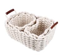 COHEALI 3 Pièces Boîte de Rangement en Corde de Coton Tressée Blanche Poignée, Panier Polyvalent pour Organiser la Table de Toilette Rangement Personnel des Bébés