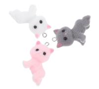 COHEALI 3 Pièces Breloque Chat Mignon en Résine 3d Peluche, Pendentif Unique de Chat Couché, Accessoire Décoratif pour Voiture et Projets de Bricolage