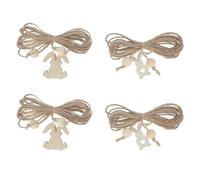 COHEALI 4 Ensembles Lot de Décorations de Lapin en Bois pour Pâques à Suspendre avec Corde en Jute 3 Mètres Silhouette Lapin Prêt à Accrocher pour Activités Manuelles