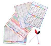 COHEALI 4 Pièces Tableau Blanc Mathématique Effaçable Double Face pour Garçon et Filles Surface D'écriture Lisse et Quadrillage Mathématique, pour Exercices D'addition Soustraction