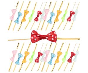 COHEALI 400 Pcs Noeud Mini Bonbons Brun Papier Cadeau Sacs Décoration De Gâteau Liens D'Étanchéité À Étanchéité Arc Or Arcs Pour Cadeau Sacs En Polyester