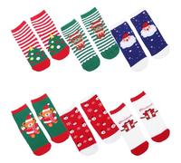 COHEALI 6 Paires Chaussettes de Noël Créatives en Coton Peigné pour | Modèle B, Taille 4 à 6 , Maille Respirante, Bord Élastique, Couture Soignée
