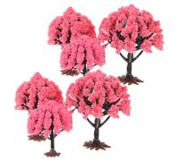 COHEALI 6 Pièces Arbre Décoratif Miniature en Plastique Rose avec Base | Décor Stable et Couleur Solide, pour Maquettes de Classe, Tables à Sable et Présentations Commerciales