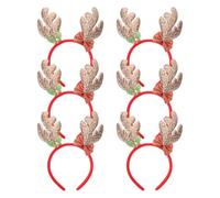 COHEALI 6pcs Bandeaux de Noël de Bois de Cerf Scintillant Paillettes, Accessoires Extensibles pour Cosplay et Fêtes pour Garçon et Filles et Adultes