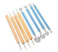 COHEALI 8 Pièces Ensemble D’Outils de Sculpture pour Poterie et Fondant | Manche en Bois, Métal et Plastique, Stylets à Double Extrémité, Outils à Pointiller, Nettoyage Facile