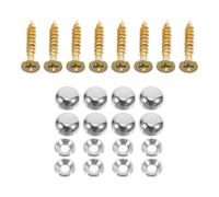 COHEALI 8 Pièces Vis Décoratif avec Cache-vis Incurvé Vis Auto-perceuses Argentées Cache-fixations pour Meubles Bois et Métal Quincaillerie Esthétique