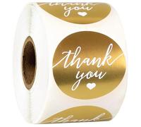 COHEALI Autocollants de Remerciement Dorés 500 Pièces Rouleau D’Étiquettes Autocollantes pour Scellage de Présents Emballages Pâtisserie Fête Anniversaire et Mariage Autocollants
