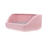 COHEALI Bac à Litière en Céramique Lesté pour Lapin, Toilettes Anti-Renversement Pentagonales, Grand Format, Couleur Rose, Apprentissage Propreté, Petits Animaux Domestiques