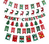 COHEALI Bannière de Noël en Non-tissé, Drapeaux de Fête Décoratifs, Bannière Murale, pour Intérieur et Fenêtres, Ambiance Festive de Noël Plusieurs styles