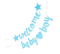 COHEALI Bannière Pailletée pour Shower Garçon - Kit 2 Pièces de Décorations pour Fête de Révélation Annonce Naissance - Panneau Bienvenue Garçon pour Célébrations -Nés