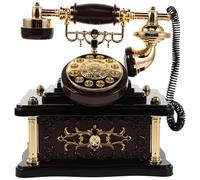 COHEALI Boîte à Musique Téléphone Rétro Vintage à Cadran, Figurine Décorative en Abs Couleur Marron, Modèle Classique pour Bureau, Salon ou Bar, Ornement Musical Nostalgique et Présent