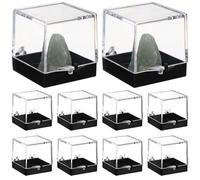 COHEALI Boîte à Spécimens Minéraux en Plastique 12 Pièces Polie Transparente pour Stockage et Affichage de Pierres et Cristaux
