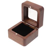 COHEALI Boîte Carrée à Alliances Double Anneau en Bois de Noyer Intérieur Blanc 2 Couches Support de Bagues pour Cérémonie de Mariage Écrin pour Fiançailles et Porte-Alliances Compact