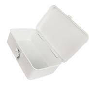 COHEALI Boîte de Rangement en Métal Vintage Blanche Fermoir Verrouillable Petit Conteneur Multifonction pour Fournitures de Bureau Porte-Ruban Adhésif et Bloc-Notes Compacte et