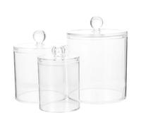 COHEALI Boîte de Rangement en Ps pour Salle de Bain 3 Pièces, Bocal Apothicaire Élégant et Transparent, Organise Cotons-tiges et Cotons, Pratique et Esthétique