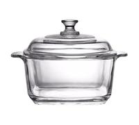 COHEALI Bol en Verre Trempé 1l avec Couvercle, Bol Carré à 2 Anses pour Micro-ondes, Vaisselle Résistante pour Soupe et Conservation, Usage Familial et Professionnel