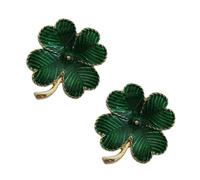 COHEALI Broche en Alliage Vert Vintage Trèfle à Quatre Feuilles Lot de 2 Pièces, Accessoire Élégant lors des Célébrations Saint-patrick pour Manteaux et Chaussures