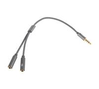 COHEALI Câble Adaptateur Audio 3,5 Mm Répartiteur Casque et Microphone, Câble Nylon Tressé Argenté, 1 Entrée Mâle vers 2 Sorties Femelles, Compatible Écouteurs et Appareils Audio