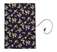 COHEALI Couverture de carnet A5 en tissu avec motif fleurs de cerisier et impression feuille d’or, pochette de protection élégante bleu marine, 1 pièce idéale pour cahiers et journaux personnels