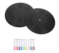 COHEALI Disques Vinyles Décoratifs Noirs Inscriptibles, Plastique Léger | Effet Vinyle Noir Réaliste, Marqueurs Inclus, Installation Murale Facile, pour Salon Musique, Atelier Créatif