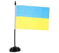 COHEALI Drapeau Ukrainien Miniature avec Hampe Noire Décoration de Bureau Compacte et Élégante pour Bureaux Maisons et Événements Internationaux