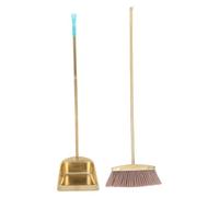 COHEALI Ensemble Balayette et Pelle à Poussière Dorés en Acier Inoxydable avec Manche Long, Peigne Intégré pour Séparation des Poils, pour Sols Durs Maison Cuisine