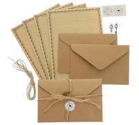 COHEALI Ensemble de Papiers à Lettres Vintage Enveloppes, Papier Lisse et Corde en Chanvre, 2 Sets Pratiques pour Laisser des Messages et Copier des Poèmes