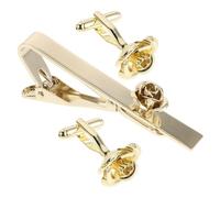COHEALI Ensemble Élégant Forme Fleur Rose de Boutons de Manchette et Pince à Cravate en Cuivre Or Maintien et Coordination sans Effort pour Mariages et Affaires