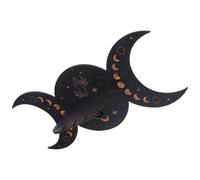 COHEALI Étagère Murale Lune Phase en Bois pour Cristal, Décor Bohème Noir | Présentoir Stable Fixé au Mur, pour Café et Bureau, Style Délicat, Support Décoratif en Bois