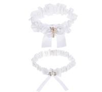 COHEALI Jarretière de Mariée Blanche en Tissu Confortable Nœud Élégant, Accessoire de Jambe Classique pour Parure de Mariage et Cérémonie D'engagement