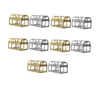 COHEALI Lot de 10 Mini Boîtes à Bonbons Mariage de Coffre au Trésor, Transparentes Motifs en Relief, en Plastique Solide, Couleurs Or et Argenté, Coffrets Présents Décoratifs pour Fêtes