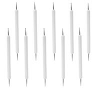 COHEALI Lot de 10 Stylets à Double Pointe pour Peinture de Mandala, Gaufrage et Sculpture sur Argile, Outils à Pointiller en Plastique Blanc pour Loisirs Créatifs et Décoration Précise