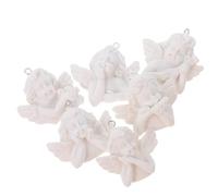 COHEALI Lot de 12 Pendentifs Porte-clés en Résine, Mini Figurines D’anges Baroques Ailes Argentées, Accessoires de Bricolage pour Création Bijoux, Décorations Soi-même, Légères et Solide