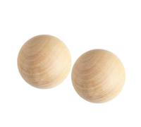 COHEALI Lot de 2 Boules de Bois Rondes Solides 9 Cm, Surface Lisse sans Éclats, Bois Naturel Non Peint pour Artisanat, Décoration et Projets Créatifs D'garçon et Filles
