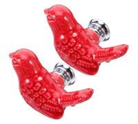 COHEALI Lot de 2 Boutons de Tiroir en Céramique Rouge d'Oiseau Poignées de Commode en Alliage de Zinc Petites Poignées Décoratives pour Chambre d'Garçon et Filles Armoire et Placard