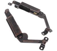 COHEALI Lot de 2 charnières de support de couvercle à ressort pour boîtes en bois, coffres, meubles - Rouge antique - Bras incurvé - Supports de charnière pour bijoux et boîtes de rangement