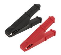 COHEALI Lot de 2 Pinces Crocodiles Électriques 50a en Cuivre Pur, Taille Moyenne, Clip Batterie Rouge et Noir, Faible Résistance, Isolation Renforcée, Test Électrique et Connexion