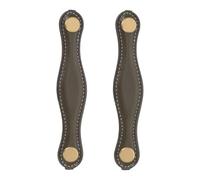 COHEALI Lot de 2 Poignées de Tiroir en Faux Cuir Pu Olive Verte Modèle 96 Mm Poignées Modernes pour Meuble la Cuisine et Bureau de Meuble Boutons Ergonomiques et Résistants