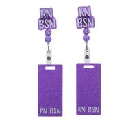 COHEALI Lot de 2 Porte-badges Rétractables en Acrylique Rigide Violet Pailleté avec Clip de Protection pour Badge Vertical, pour Infirmières, Étudiants et Personnel de Bureau, Accessoire