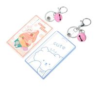 COHEALI Lot de 2 Porte-Cartes D’Identité en Acrylique Transparent Protection Compacte pour Cartes de Bus et Cartes D’Élève Anneau Décoratif Couverture Pratique pour Usage Scolaire et