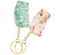 COHEALI Lot de 2 Porte-clés Peigne Démêlant en Acétate à Dents Larges, Mini Peignes de Voyage Multifonctionnels pour Cheveux Mouillés, Design Élégant et Pratique