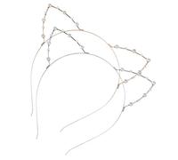 COHEALI Lot de 2 Serrage-têtes Oreilles de Chat en Alliage Strass, Légers et Faciles à Assortir, Bandeaux pour Femmes pour Mariages et Usage Quotidien