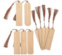 COHEALI Lot de 20 Sets de Sets de Marque-pages en Bambou Naturel Soi-même, 10 Kits DIY avec 2 Pièces A,b,c,d,e Chacun, Décorations avec Glands Marron, pour Bricolage, Lecture et Loisirs