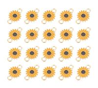 COHEALI Lot de 25 Breloques Marguerite en Alliage Jaune Connecteurs à Double Trou pour Pendentifs Petites Breloques Fleurs pour Création de Bijoux DIY Bracelets Boucles D’Oreilles et